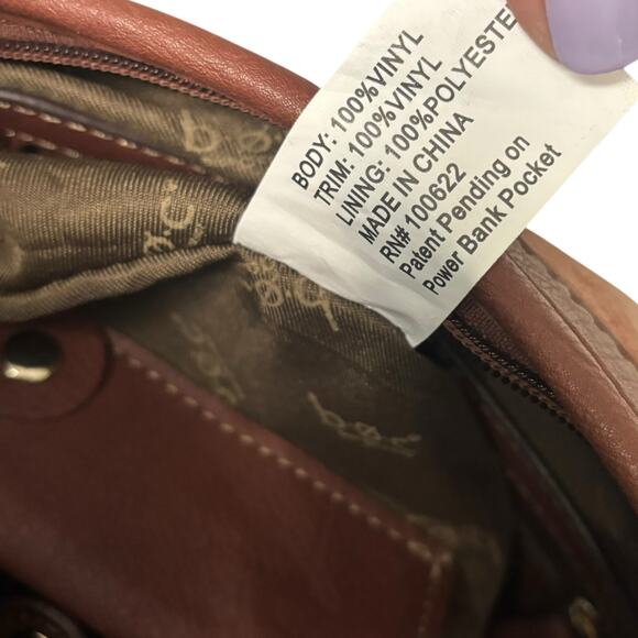 B.O.C. Born Concepts Crossbody Bag Brown Faux Leather Zip Top Saddle Style - Picture 12 of 14